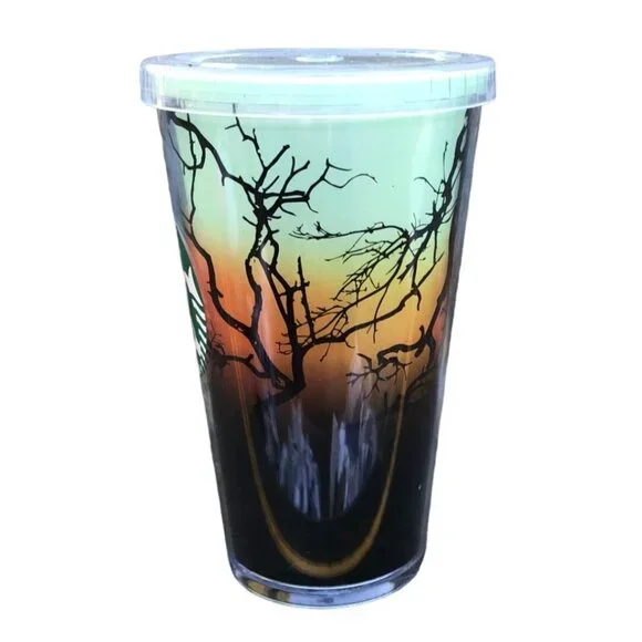 2022 Starbucks Halloween Raven's Perch Glow in the Dark Cold Cup Tumbler 24 oz - Picture 2 of 7